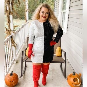 Plus size black & silver sequin dress